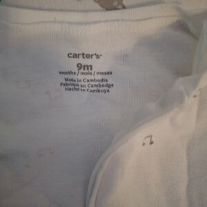 Carter's Pajamas, white with musical notes, 9 month